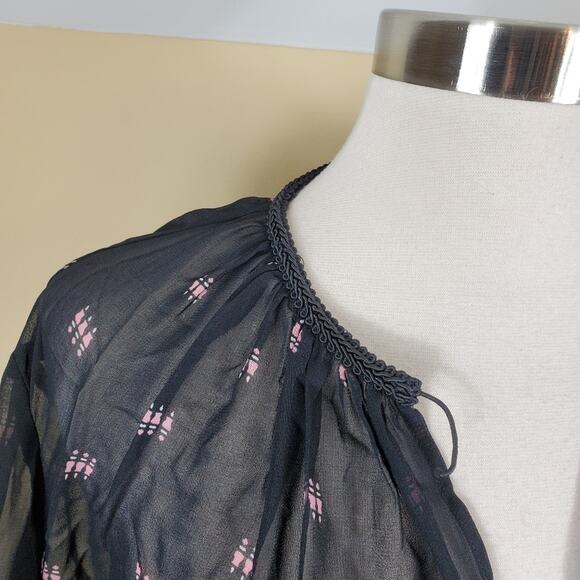 Maje Black Litea Printed Voile Blouse Size S - Picture 7 of 12